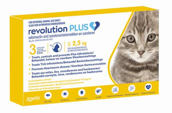 Revolution plus 0.25ml x 3 tubes - less than 2.5kg