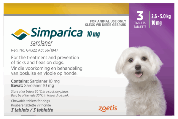 Simparica tab 10mg x 3 - 2.6KG - 5.0KG