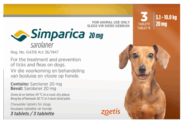 Simparica Tab 20mg x 3 - 5.1KG - 10.0KG