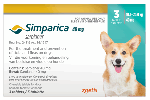 Simparica tab 40mg x 3 - 10.1KG - 20.0KG